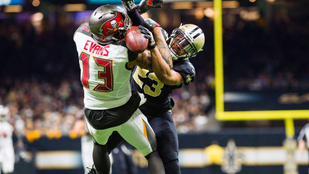 Tampa Bay Buccaneers WR Mike Evans and New Orleans Saints DB Marcus Lattimore.